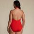 Women's Plus Size SlenderSuit Halter Ruched Plunge High Leg One Piece Swimsuit, Back