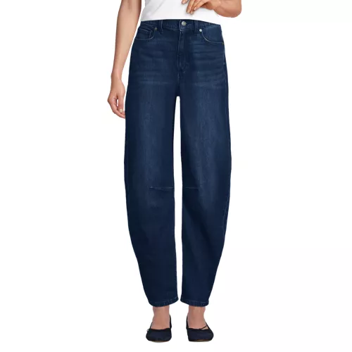 Women's Soft Denim Relaxed Barrel Leg Ankle Jeans, Front