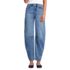 Women's Soft Denim Mid Rise Relaxed Barrel Leg Ankle Jeans, Front