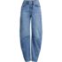Women's Soft Denim Mid Rise Relaxed Barrel Leg Ankle Jeans, Front