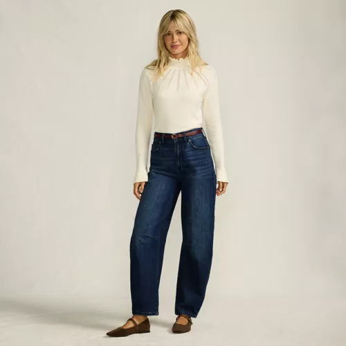 Women's Soft Denim Relaxed Barrel Leg Ankle Jeans, alternative image