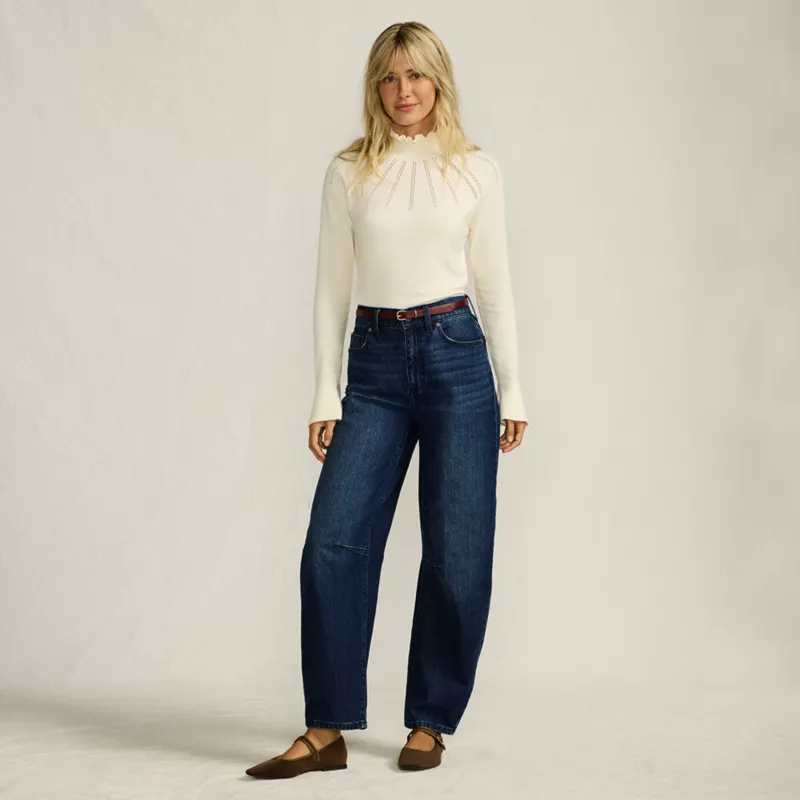 Women's Petite Soft Denim Relaxed Barrel Leg Ankle Jeans, alternative image