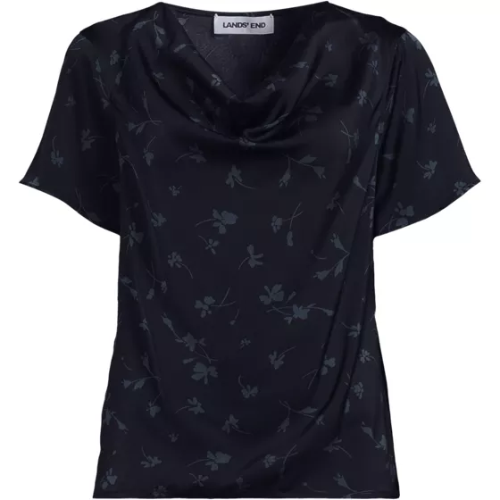 Women's Charmeuse Short Sleeve Cowl Neck Top - primary