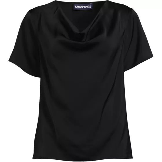 Women's Charmeuse Short Sleeve Cowl Neck Top - primary