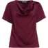Women's Petite Charmeuse Short Sleeve Cowl Neck Top, Front