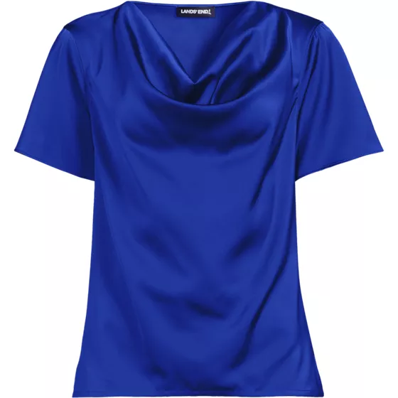 Women's Charmeuse Short Sleeve Cowl Neck Top - primary