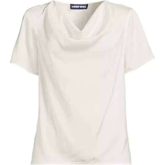 Women's Charmeuse Short Sleeve Cowl Neck Top - primary