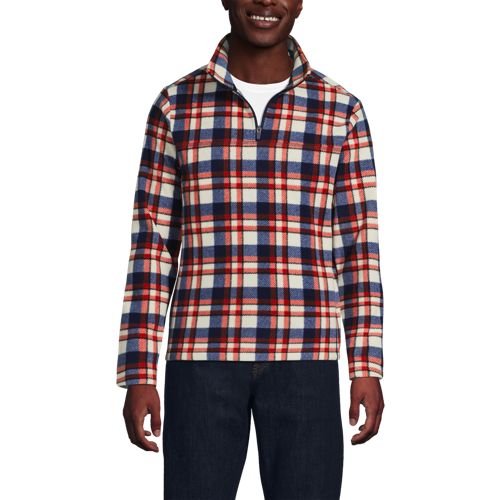  Lands' End Anyweather Fleece-pullover Mit Reißverschluss Gemustert, Herren, Größe:48-50 Regular, Blau, Polyester, By Lands' End 