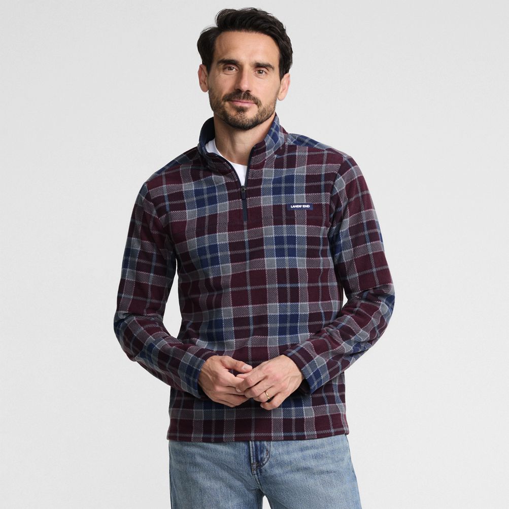 Men's Anyweather Fleece Print Quarter Zip Pullover | Lands' End