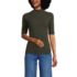 Women's Elbow Sleeve Pointelle Rib Mock Neck, Front