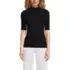 Women's Elbow Sleeve Pointelle Rib Mock Neck, Front