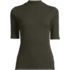 Women's Elbow Sleeve Pointelle Rib Mock Neck, Front