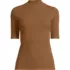Women's Plus Size Elbow Sleeve Pointelle Rib Mock Neck, Front