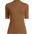 Women's Elbow Sleeve Pointelle Rib Mock Neck, Front