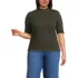 Women's Plus Size Elbow Sleeve Pointelle Rib Mock Neck, Front