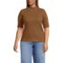 Women's Plus Size Elbow Sleeve Pointelle Rib Mock Neck, Front