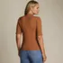 Women's Plus Size Elbow Sleeve Pointelle Rib Mock Neck, Back