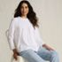 Women's Petite 3/4 Sleeve Cotton Slub Lace Trim Top, alternative image
