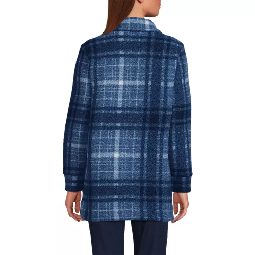 Women's Print Boucle Fleece Coat, Back