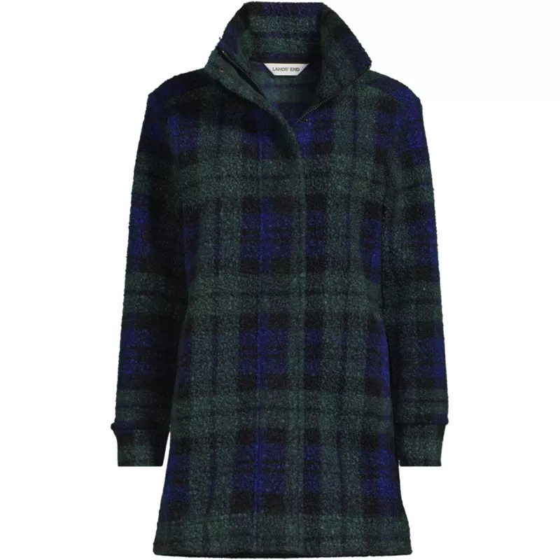 Women's Print Boucle Fleece Coat, Front