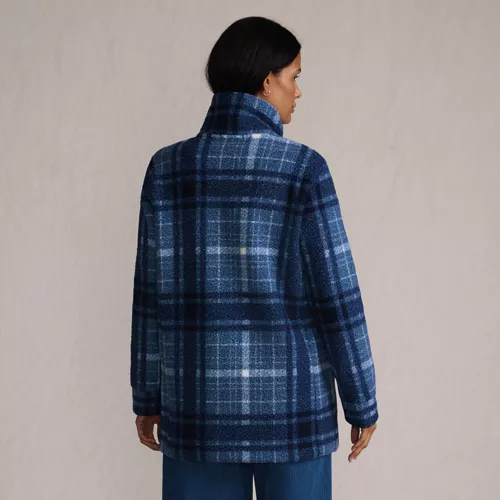 Women's Print Boucle Fleece Coat, Back