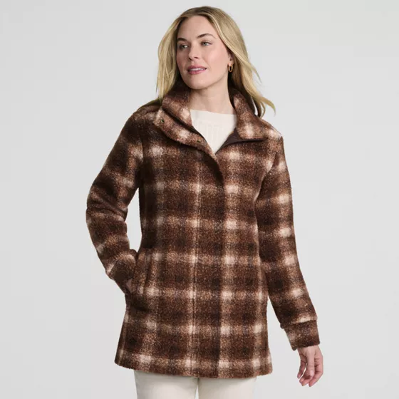Women's Print Boucle Fleece Coat - primary