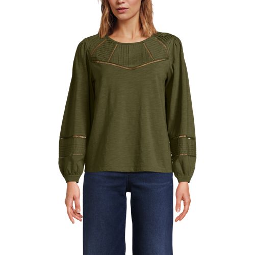 Women's Long Sleeve Slub Pintuck Top - image 5