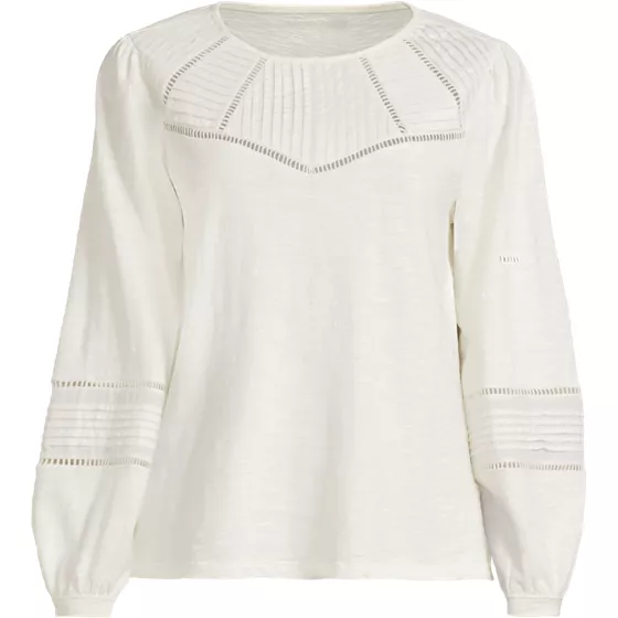 Women's Plus Size Long Sleeve Slub Pintuck Top - primary