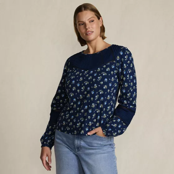 Women's Long Sleeve Slub Pintuck Top - primary
