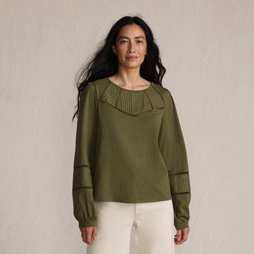 Women's Long Sleeve Slub Pintuck Top - image 3