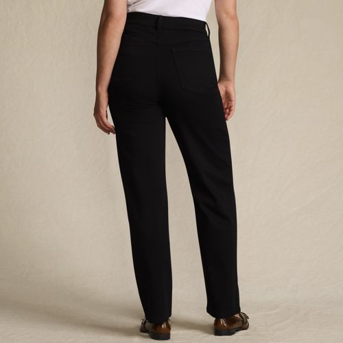  Lands' End Schwarze Rail Straight Fit Jeans High Waist, Damen, Größe:34 Regular, Schwarz, Polyester/baumwoll-mischung/polyester-mischung, By Lands' End 