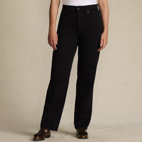  Lands' End Schwarze Rail Straight Fit Jeans High Waist, Damen, Größe:34 Regular, Schwarz, Polyester/baumwoll-mischung/polyester-mischung, By Lands' End 
