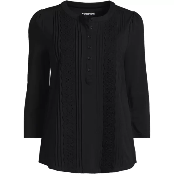 Women's 3/4 Sleeve Lightweight Jersey Embellished Top - primary