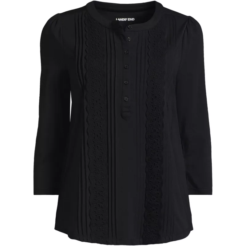 Women's 3/4 Sleeve Lightweight Jersey Embellished Top, Front