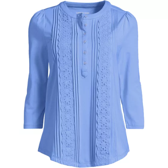Women's Plus Size 3/4 Sleeve Lightweight Jersey Embellished Top - primary