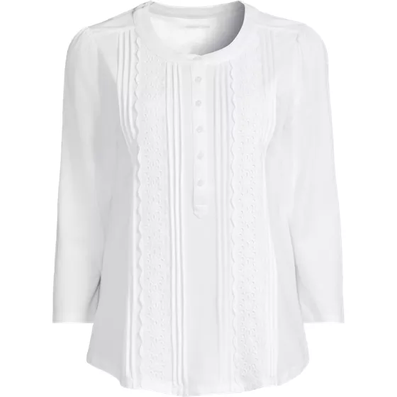 Women's 3/4 Sleeve Lightweight Jersey Embellished Top - primary