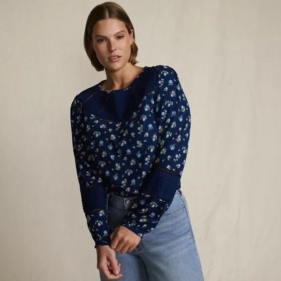 Women's Plus Size Long Sleeve Slub Pintuck Top - primary