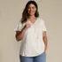 Women's Plus Size Slub Flutter Sleeve Lace Trim Notch Neck Tunic Top, alternative image