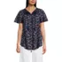 Women's Slub Flutter Sleeve Lace Trim Notch Neck Tunic Top, Front