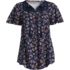 Women's Slub Flutter Sleeve Lace Trim Notch Neck Tunic Top, Front