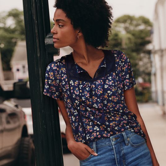 Tシャツ(半袖/袖なし) Garden Floral-print Ribbon Blouse Casual Floral Print Tops For Garden Party - Shop on Pinterest