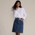 Women's Soft Denim Mid Rise Button Through Above the Knee Skirt, alternative image