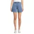 Women's Soft Denim High Rise 7" Pleated Trouser Shorts, Front