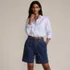 Women's Soft Denim High Rise 7" Pleated Trouser Shorts, alternative image