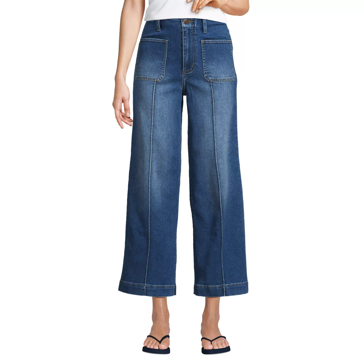 Women's Recover Denim High Rise Patch Pocket Extra Wide Leg Crop Jeans