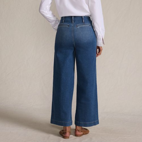  Lands' End Recover Culotte-jeans High Waist Mit Aufgesetzten Taschen, Damen, Größe:34 Regular, Blau, Elasthan/baumwoll-mischung/polyester-mischung, By Lands' End 