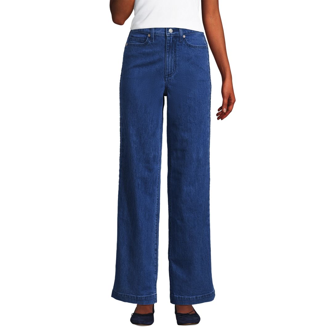 Women's Soft Denim High Rise Wide Leg Braided Jeans
