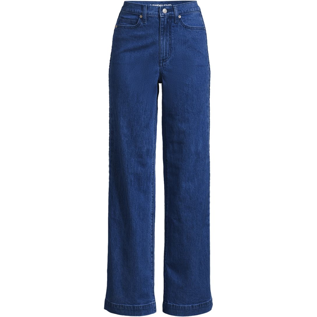 Women's Soft Denim High Rise Wide Leg Braided Jeans