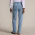 Women's Soft Denim Mid Rise Relaxed Straight Leg Embroidered Jeans, Back