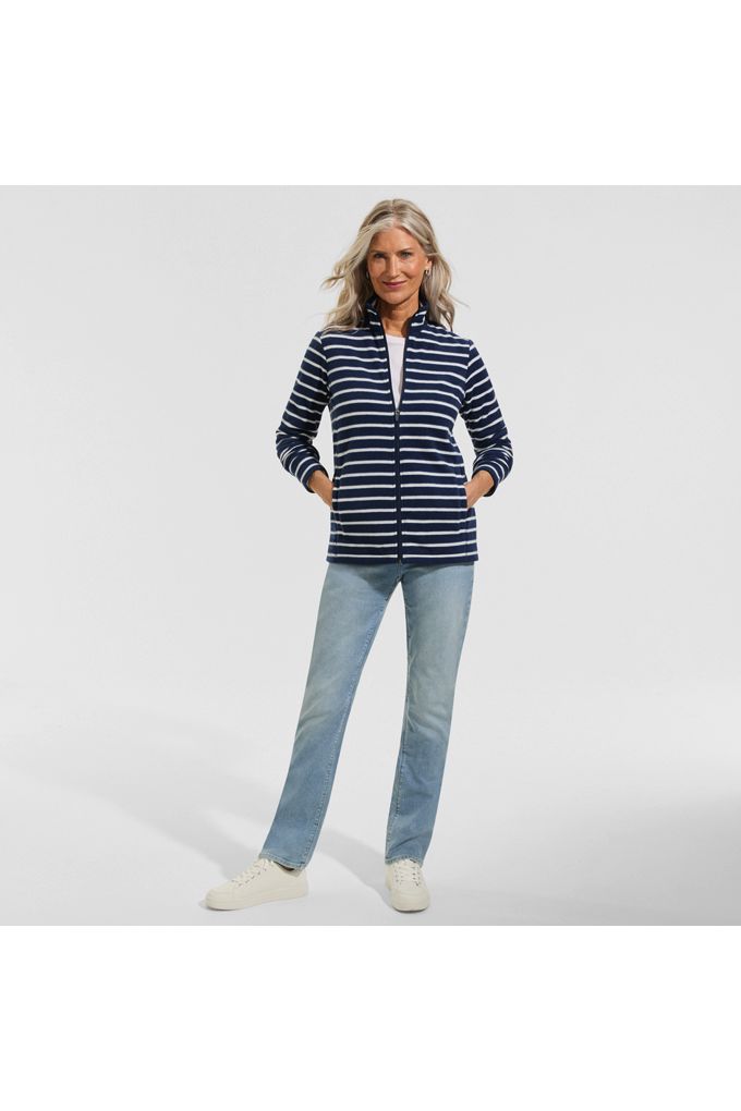 Women's Anyweather Fleece Full Zip Print Jacket - Lands' End - Blue - XS